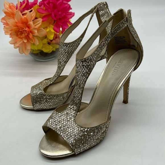 David's Bridal Saylor Sparkly Special Occasion Heels Size 9 MCH6409 - Picture 1 of 8